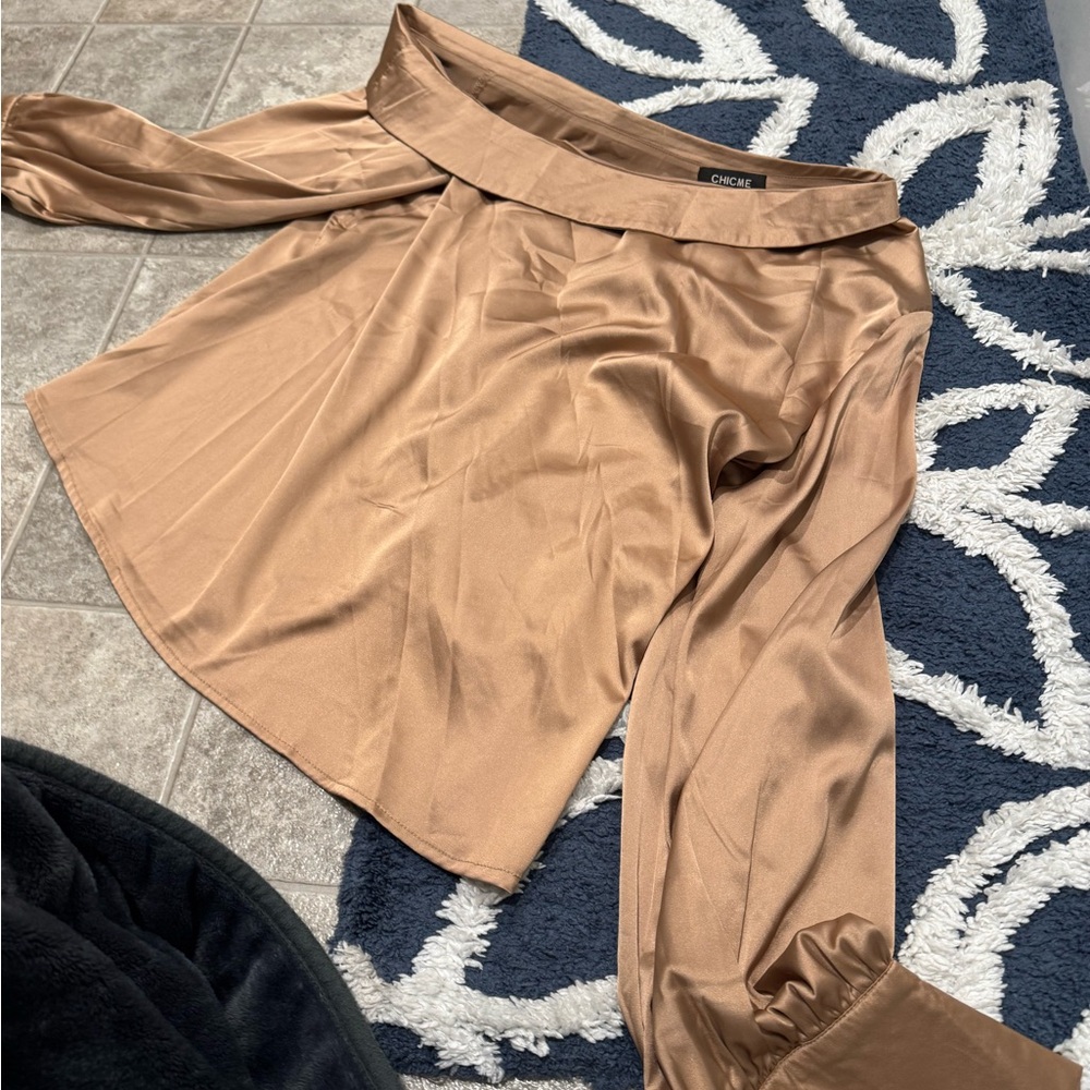 Chic Off-Shoulder Satin Blouse